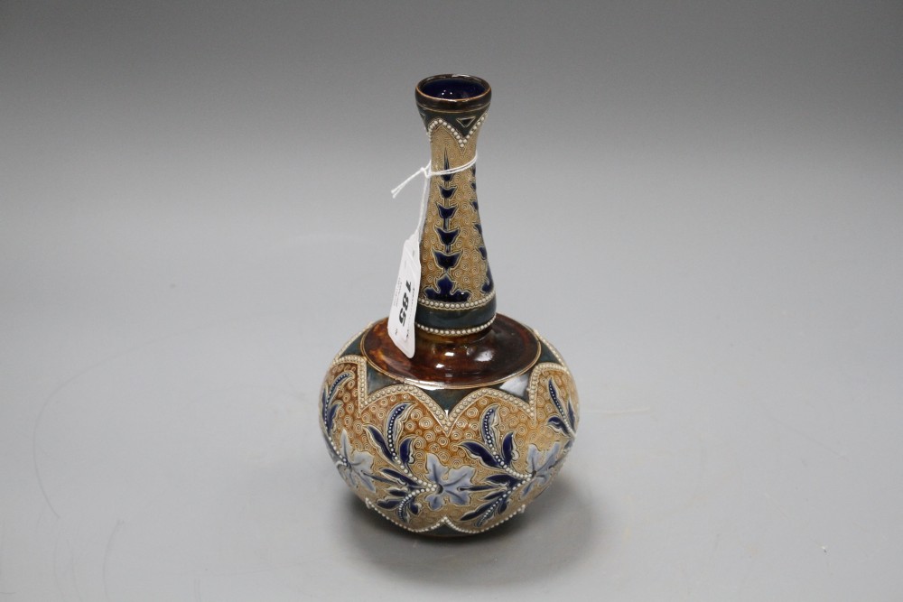 Emily E. Stormer for Doulton Lambeth, an Art Union of London bottle vase, c.1885,